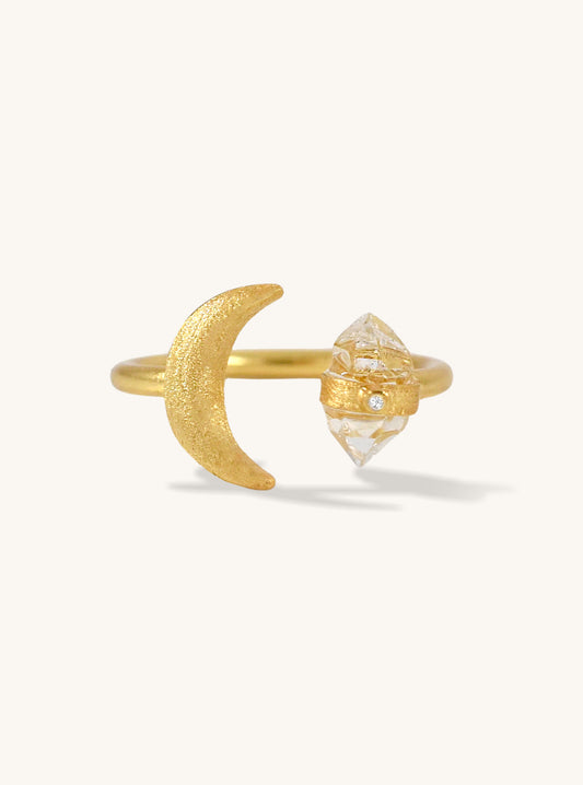 Moonlight Aura Herkimer Open Ring