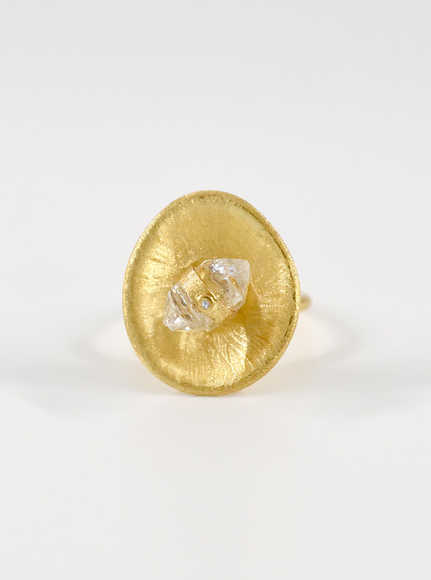 Aurora Spin Herkimer Quartz with Diamond Ring