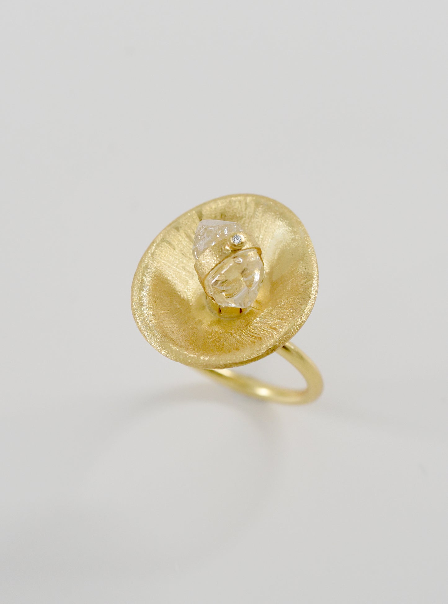 Aurora Spin Herkimer Quartz with Diamond Ring