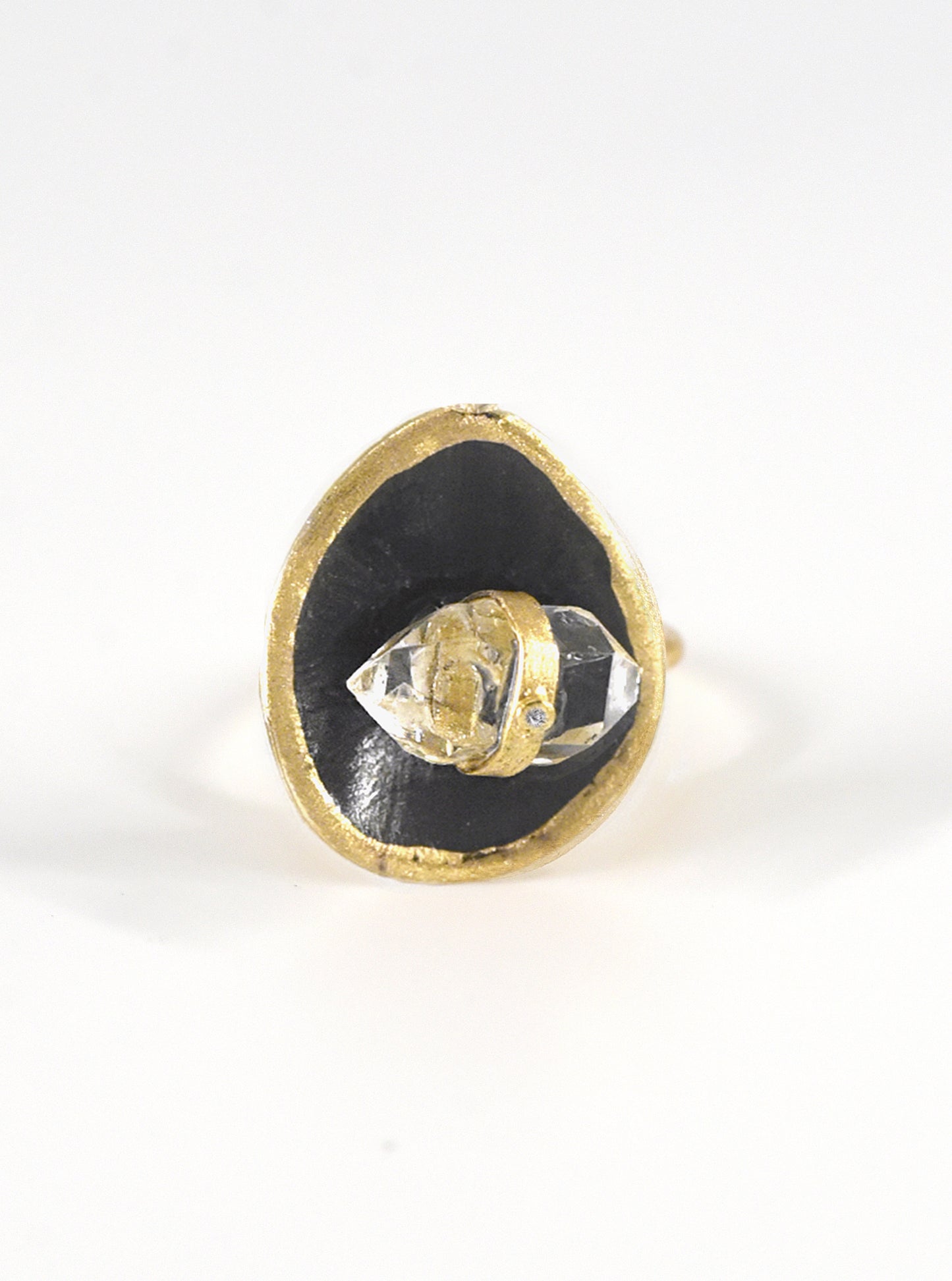 Aurora Spin Herkimer Quartz with Diamond Ring