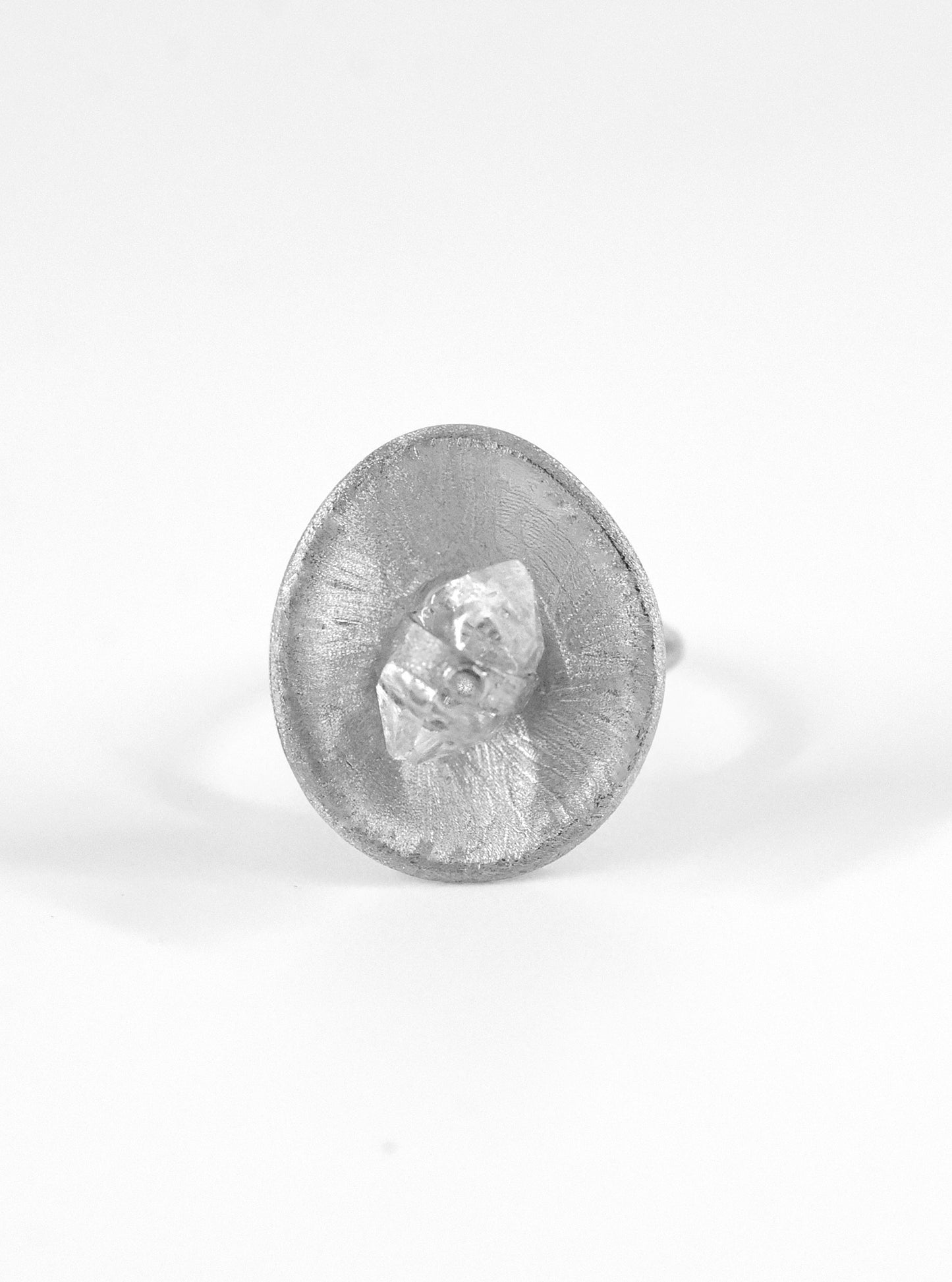 Aurora Spin Herkimer Quartz with Diamond Ring