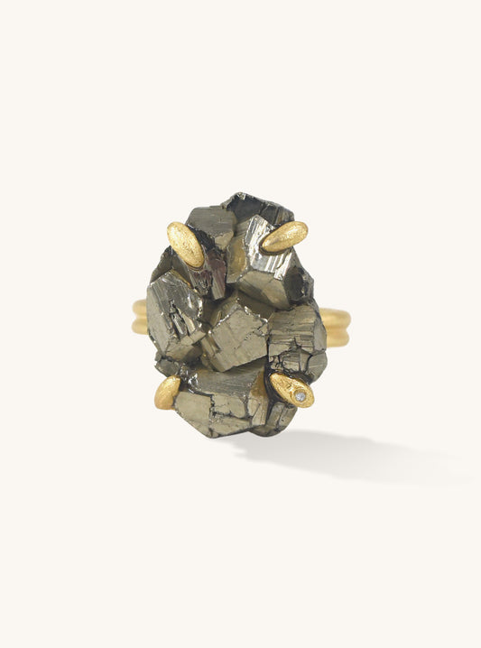 Nature Pyrite Specimen Edgy Ring