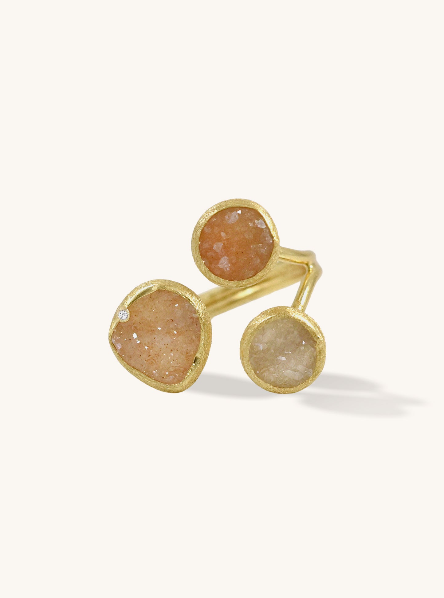 Triple Druzy with Diamond Ring