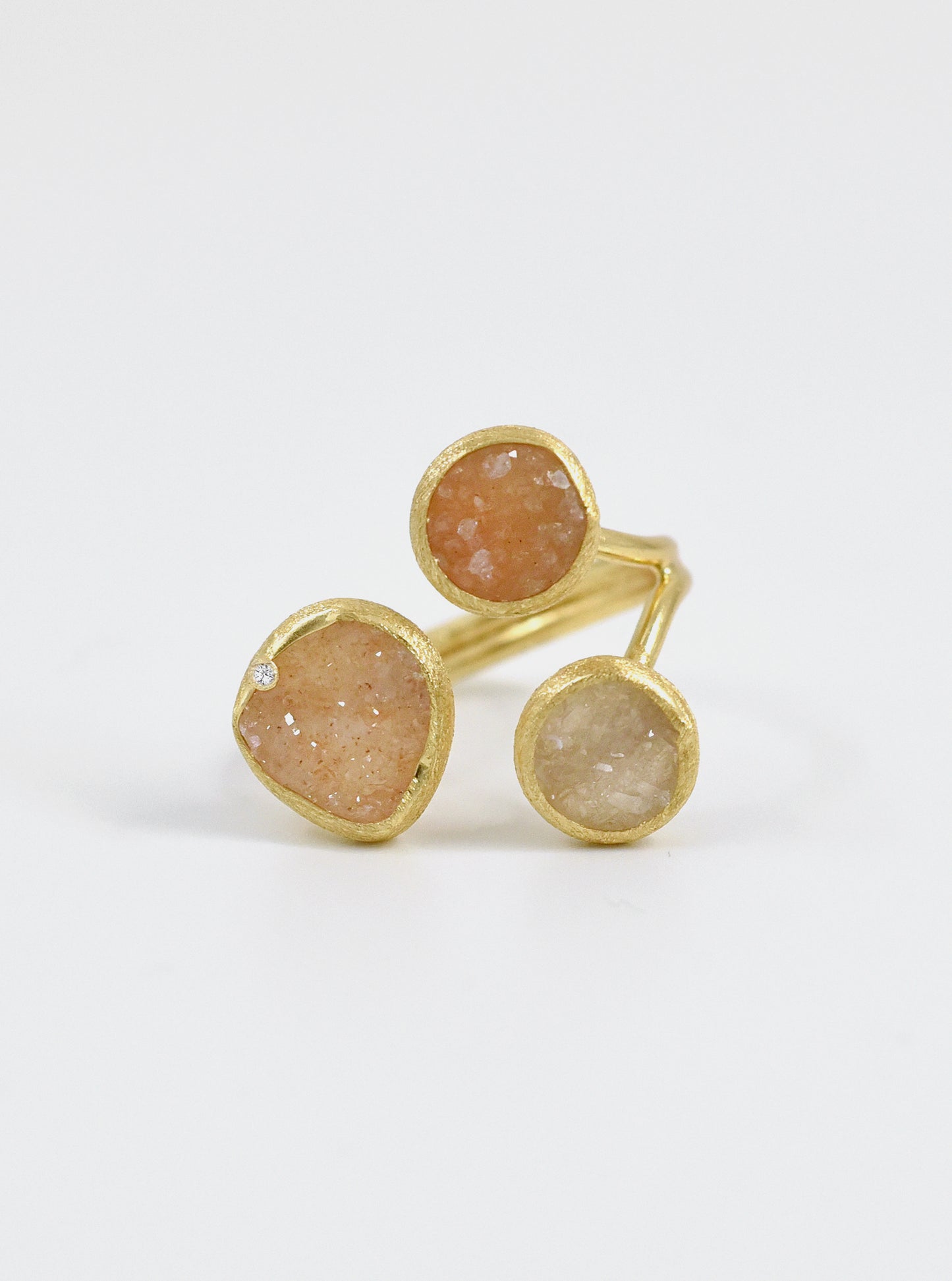 Triple Druzy with Diamond Ring