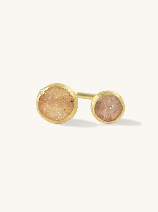 Double Druzy with Diamond Ring