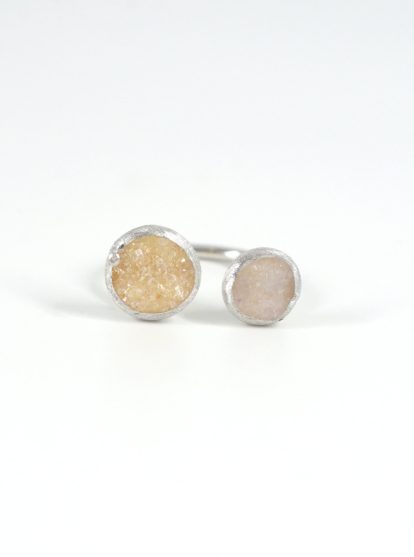 Double Druzy with Diamond Ring