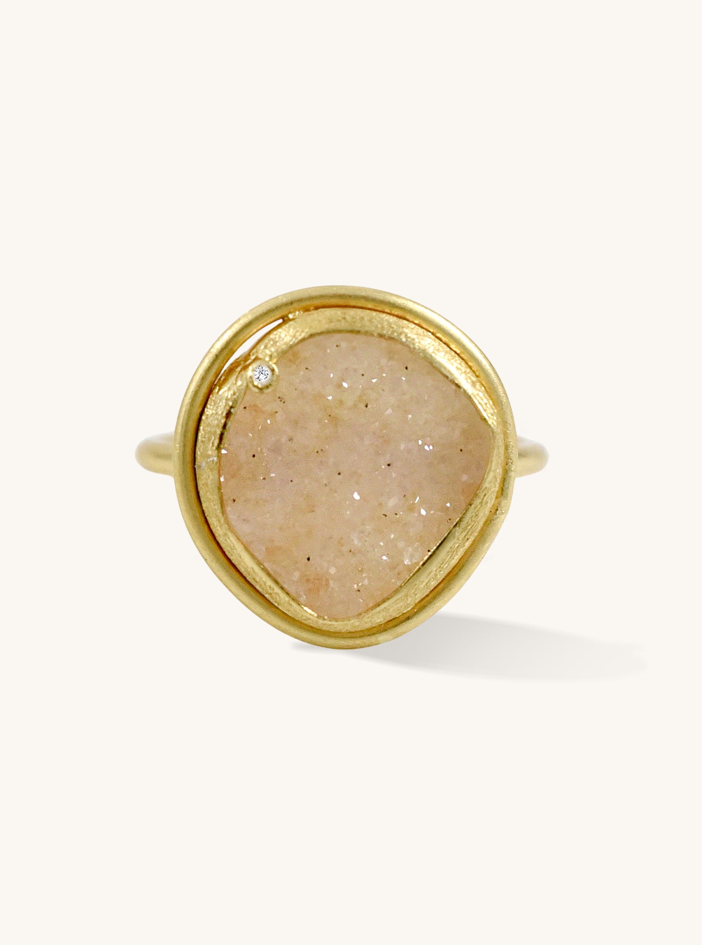 Small Egg Shape Druzy with Diamond Ring