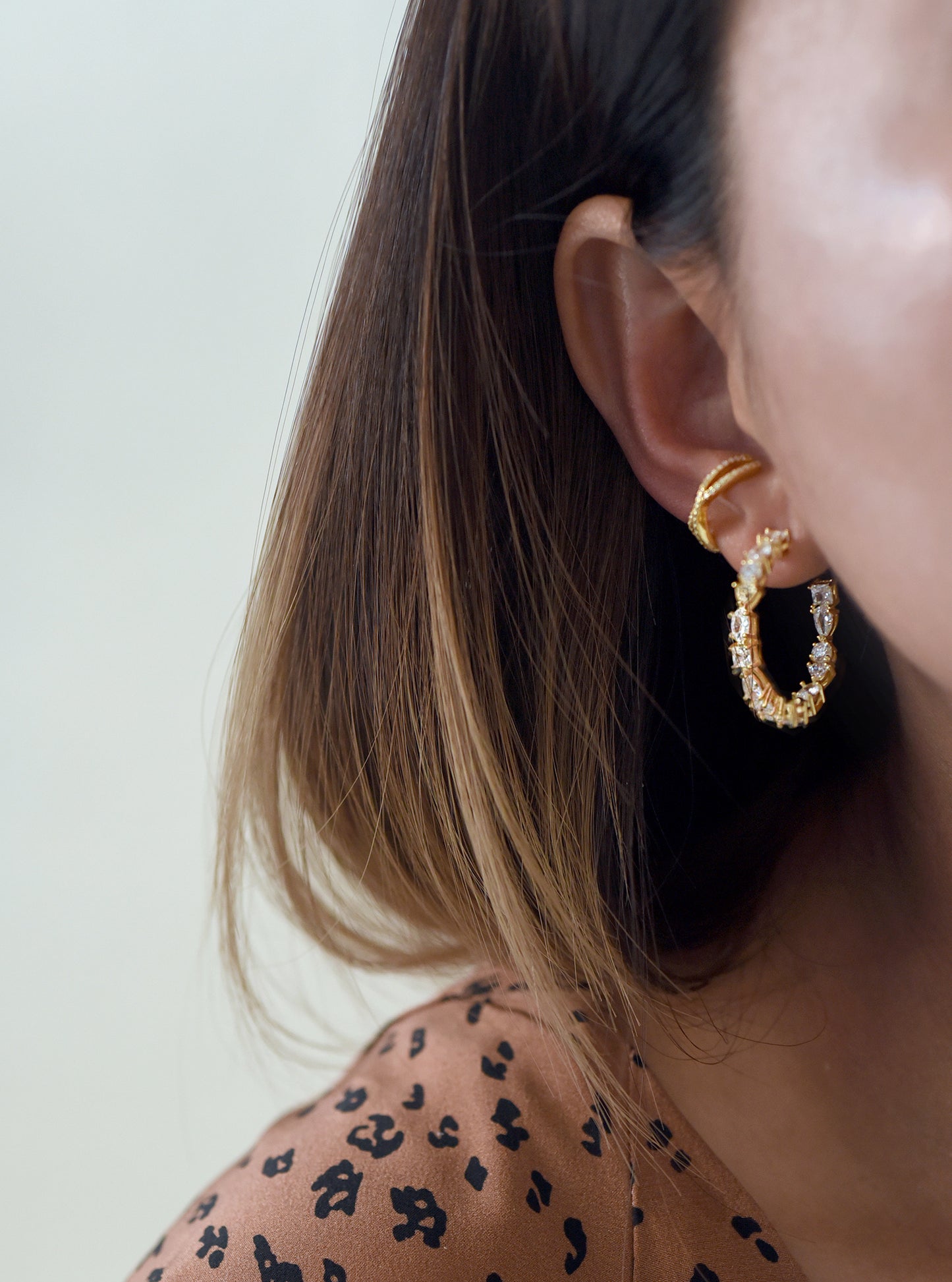 925 Silver Multi-CZ Hoop Earrings