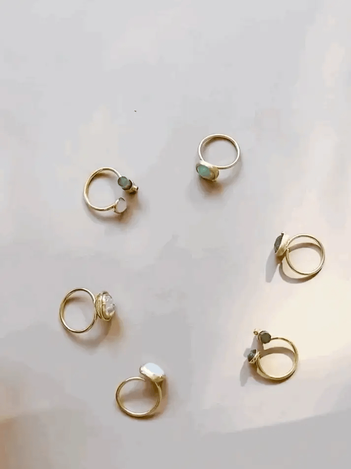 Oval Druzy Ring With Diamond
