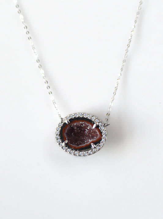 18k White Gold Geode Necklace with Diamond