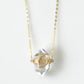 18K Gold Herkimer Diamond Necklace with Diamond Slice