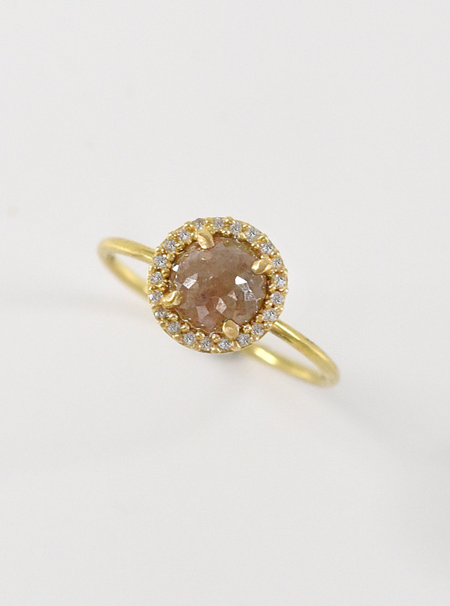 18K Solid Gold Natural Salt And Pepper Diamond Ring