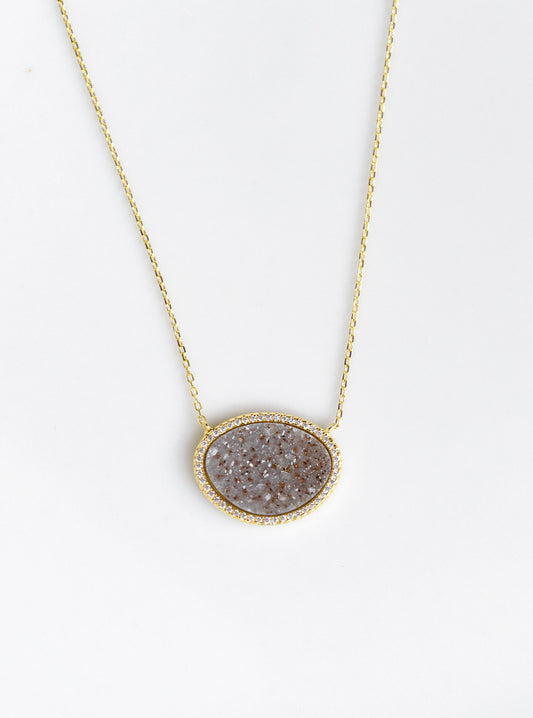 Glitter Druzy Kidney Necklace