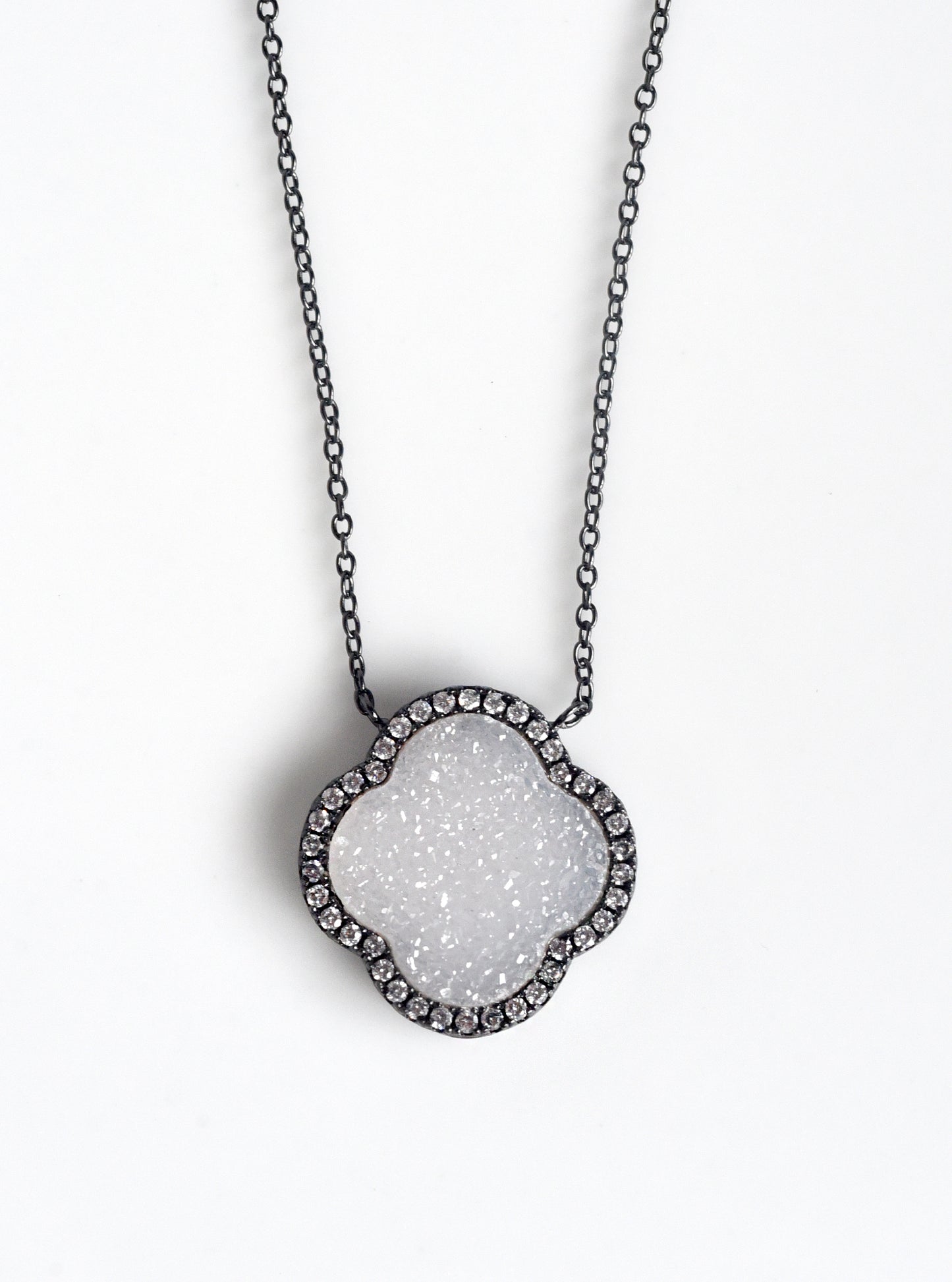 Glitter Druzy Flower Necklace