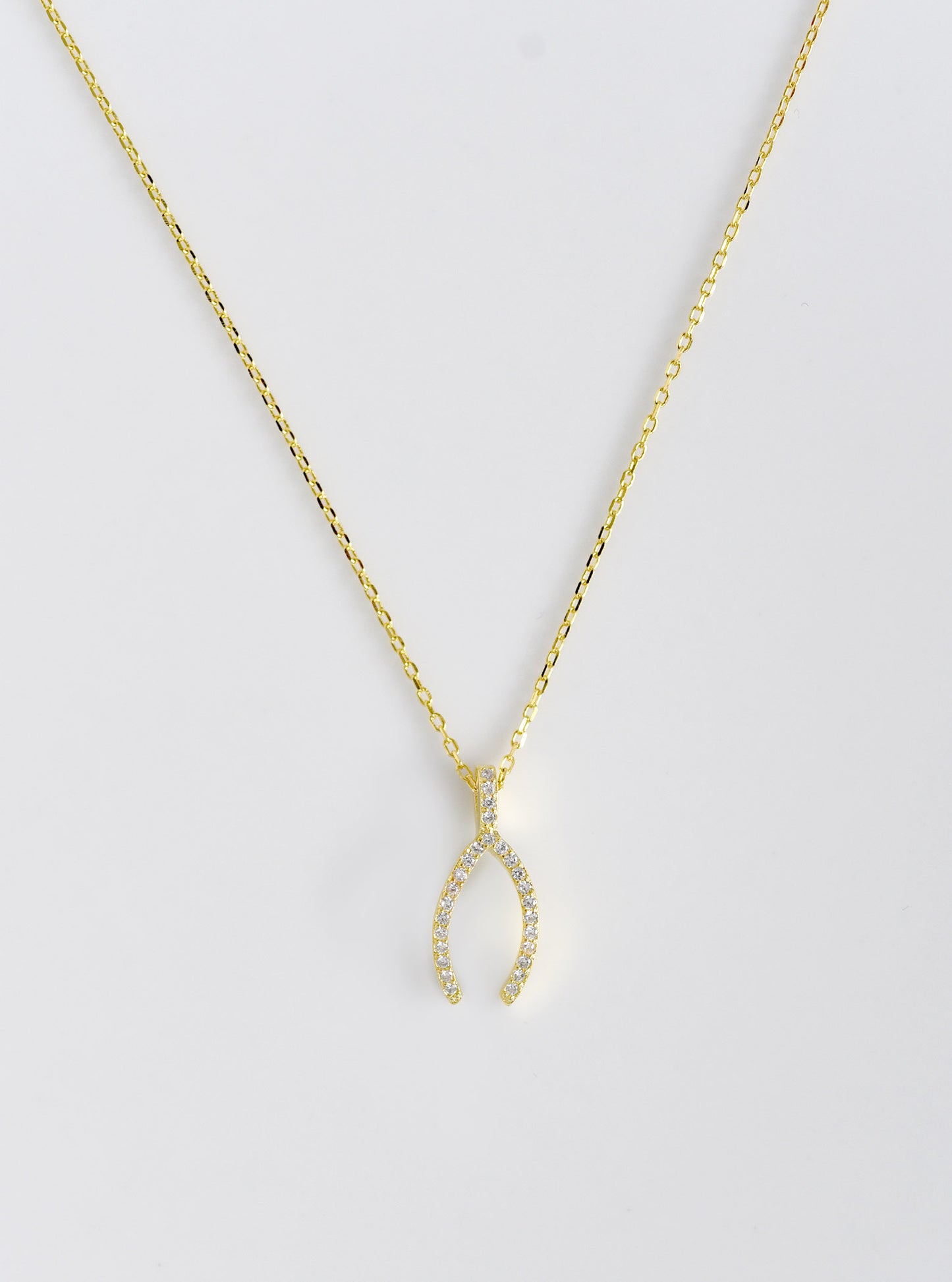 16"+2" CZ WishBone Necklace