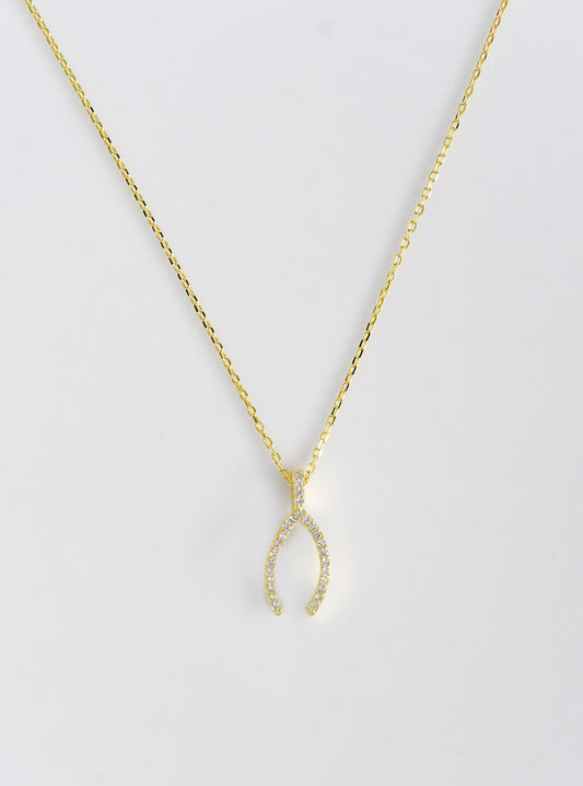16"+2" CZ WishBone Necklace