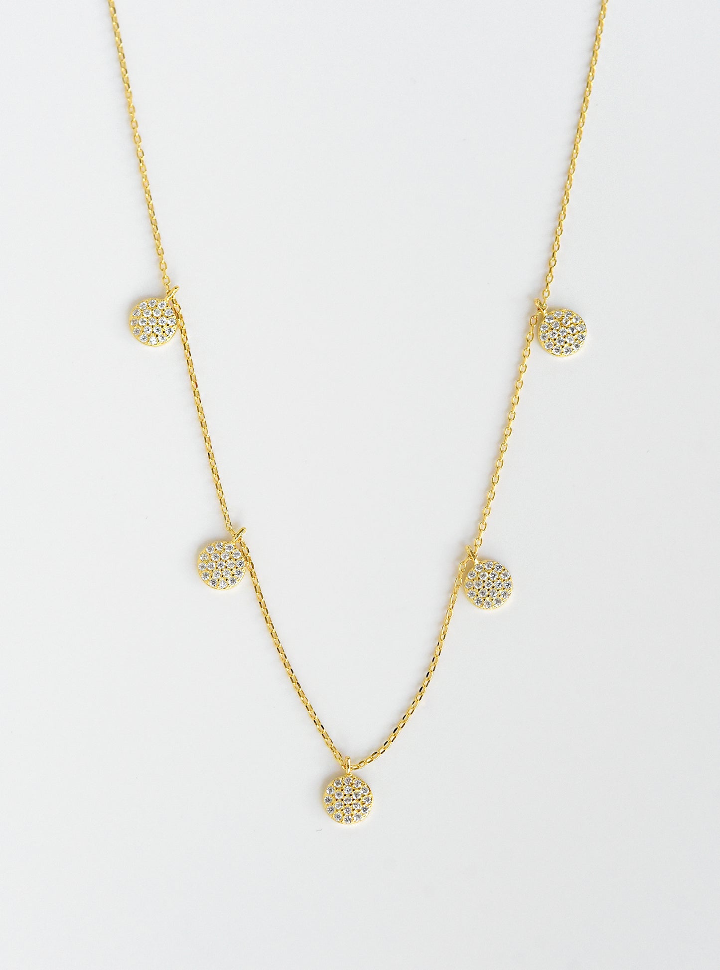 5 Mini CZ Disk Necklace