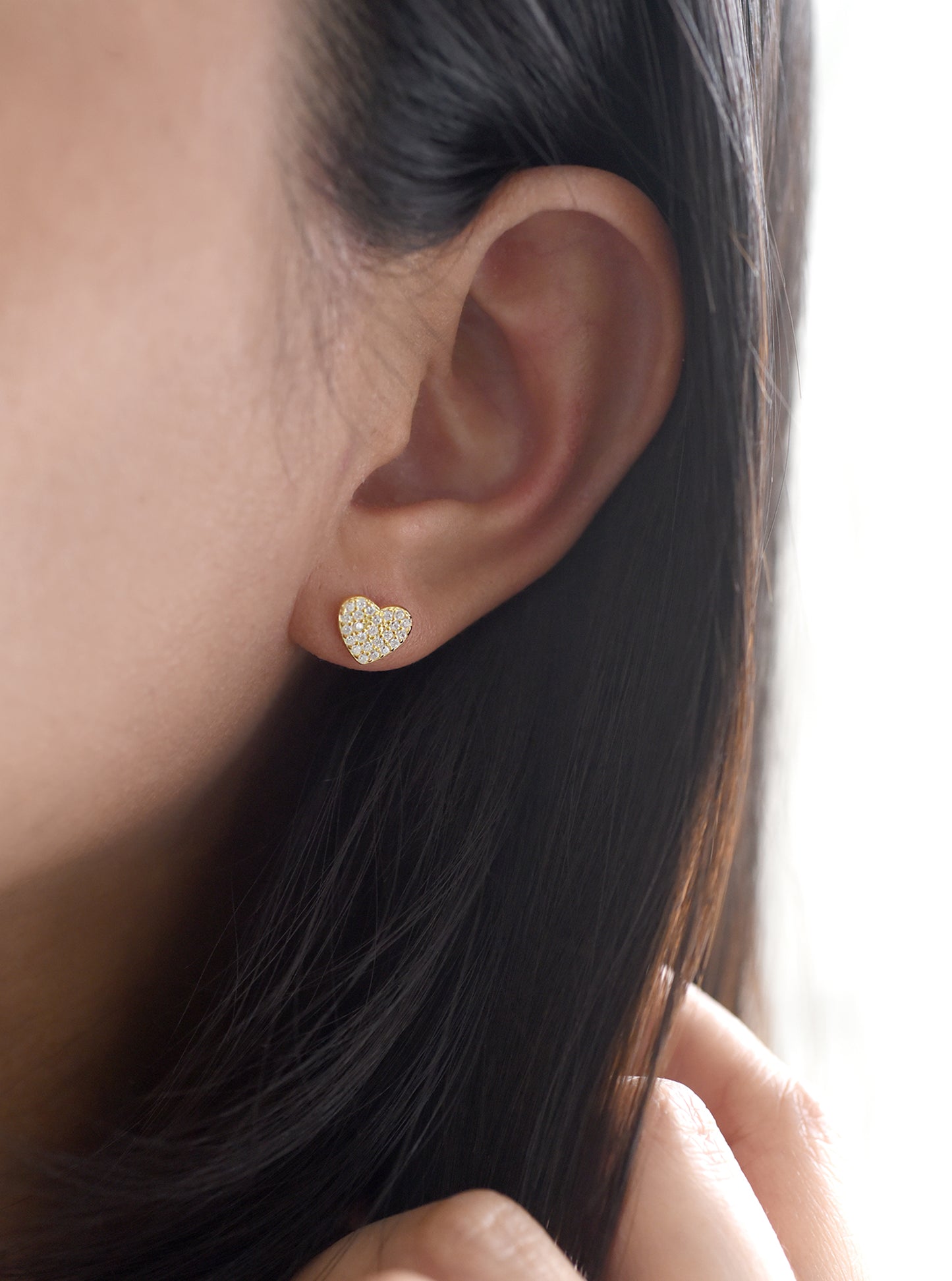 CZ Heart Stud Earrings