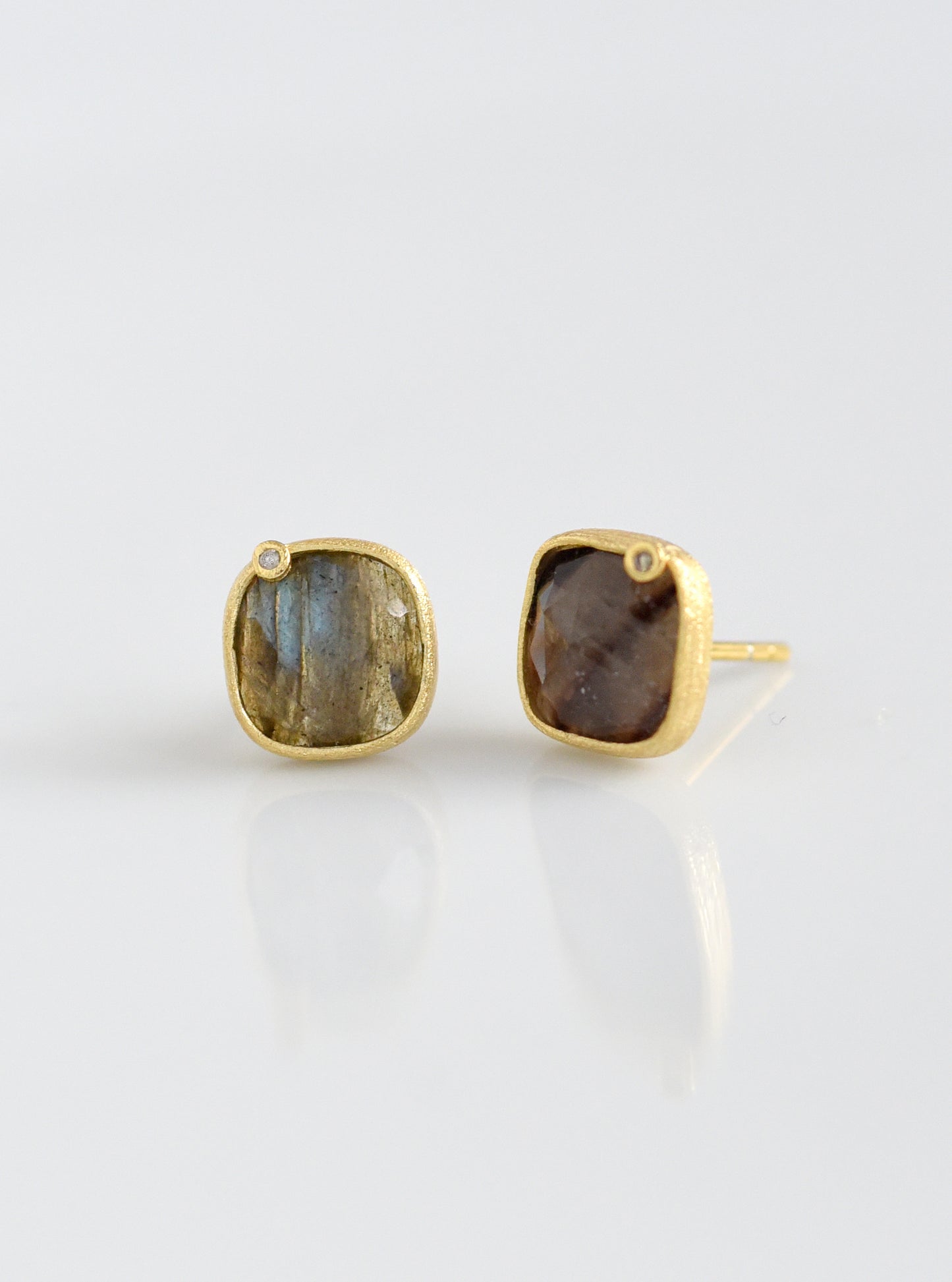 Natural Gemstone with Diamond Cushion Earring