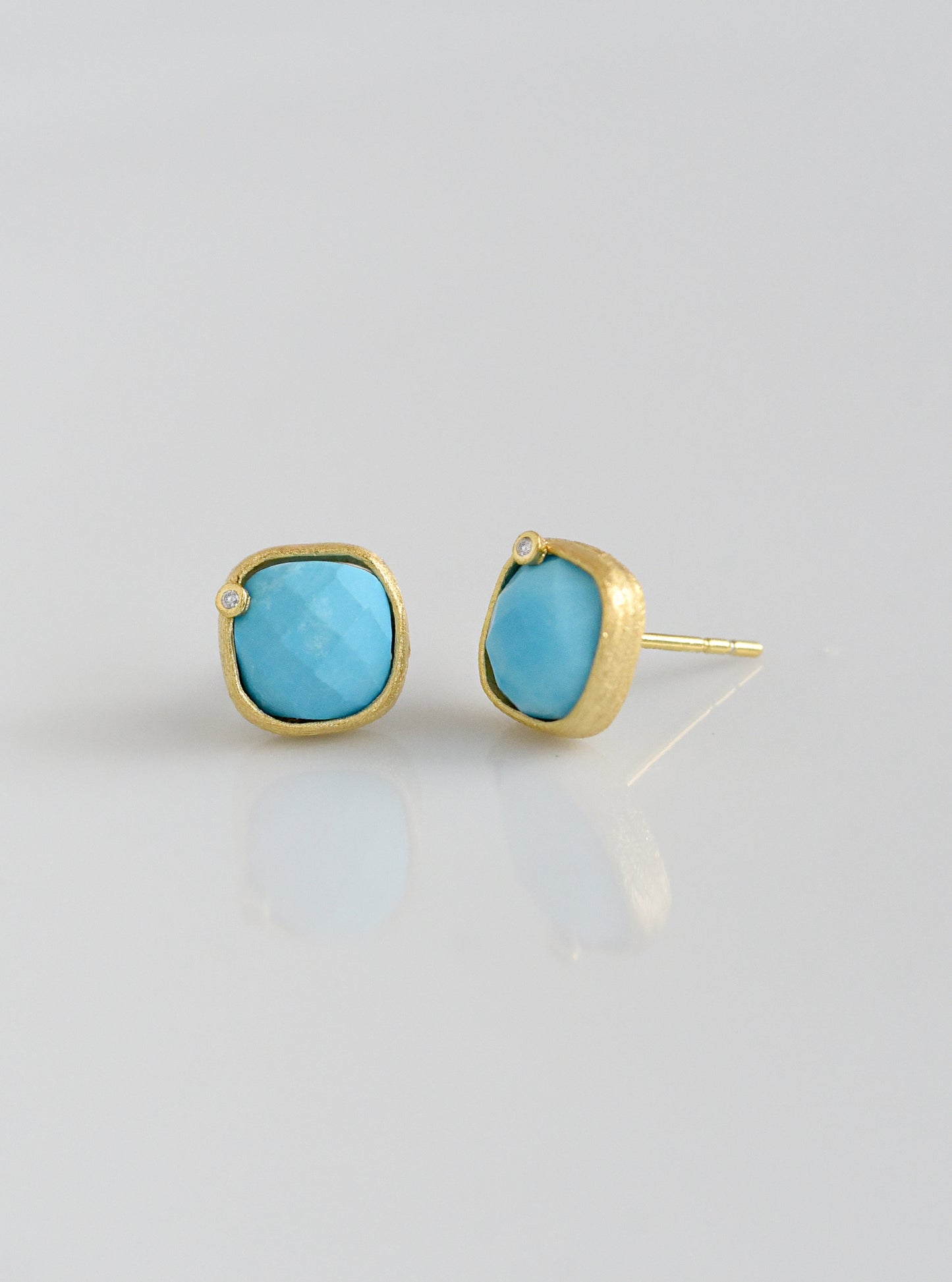 Natural Gemstone with Diamond Cushion Earring