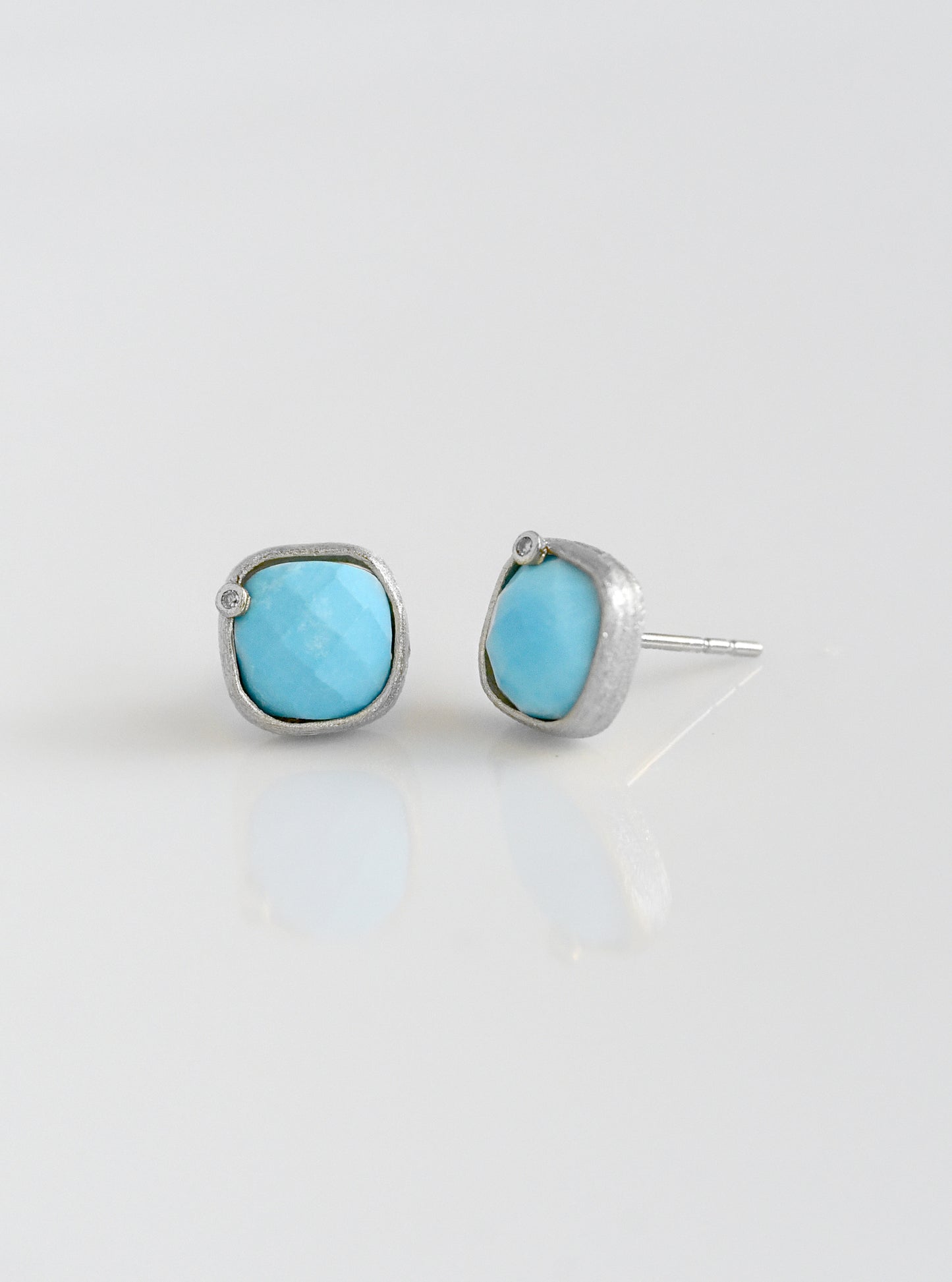 Natural Gemstone with Diamond Cushion Earring
