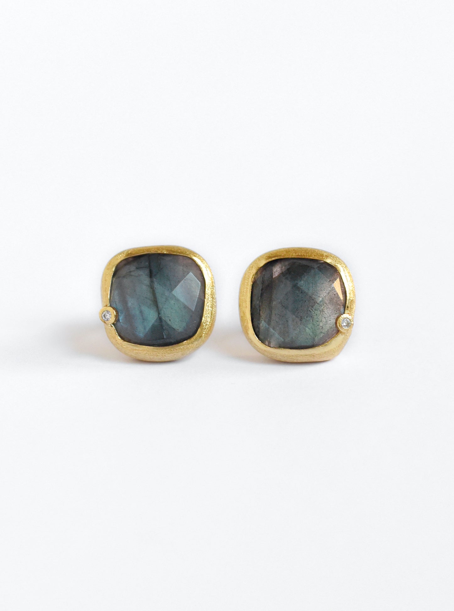 Natural Gemstone with CZ Cushion Earring
