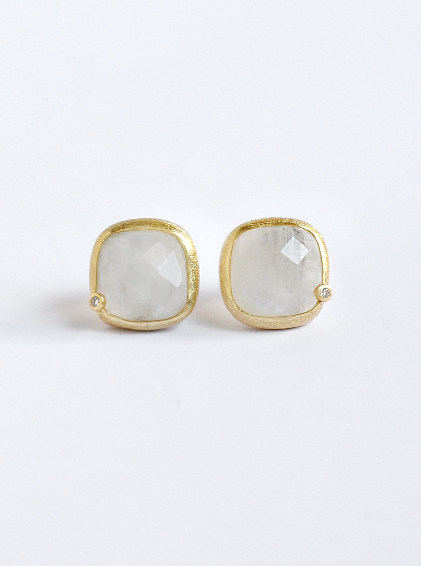 Natural Gemstone with CZ Cushion Earring