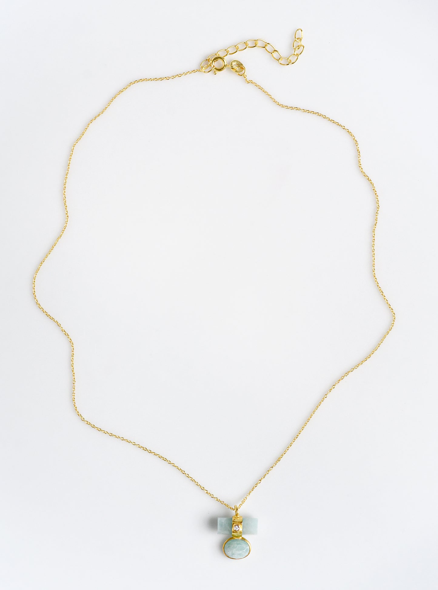 Gemstone Bar & Bezel with CZ Necklace