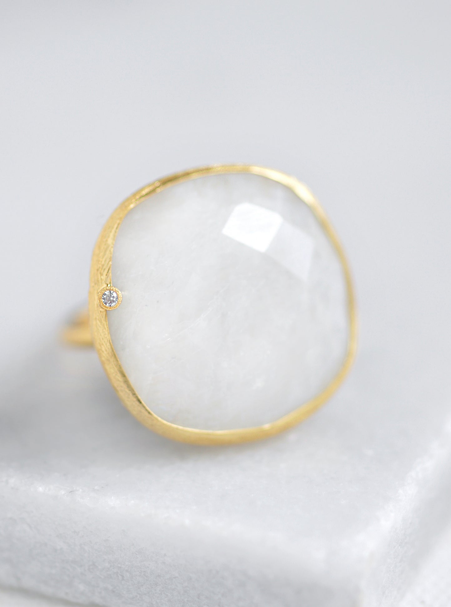 Cushion Shape Gemstone with CZ Ring