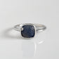Small Natural Sapphire with Diamond Cushion Ring