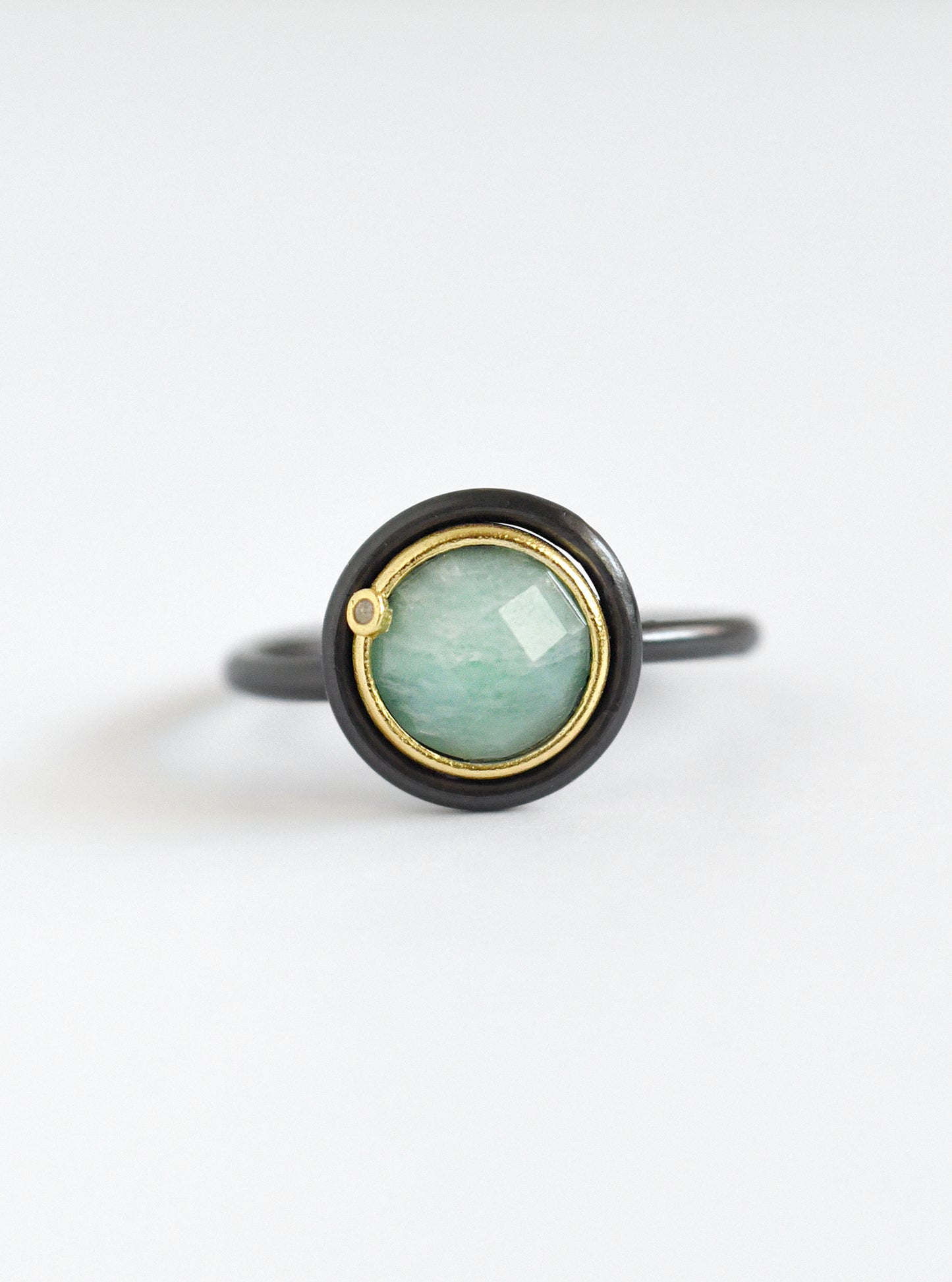 Handcrafted Round Gemstone with Diamond Ring