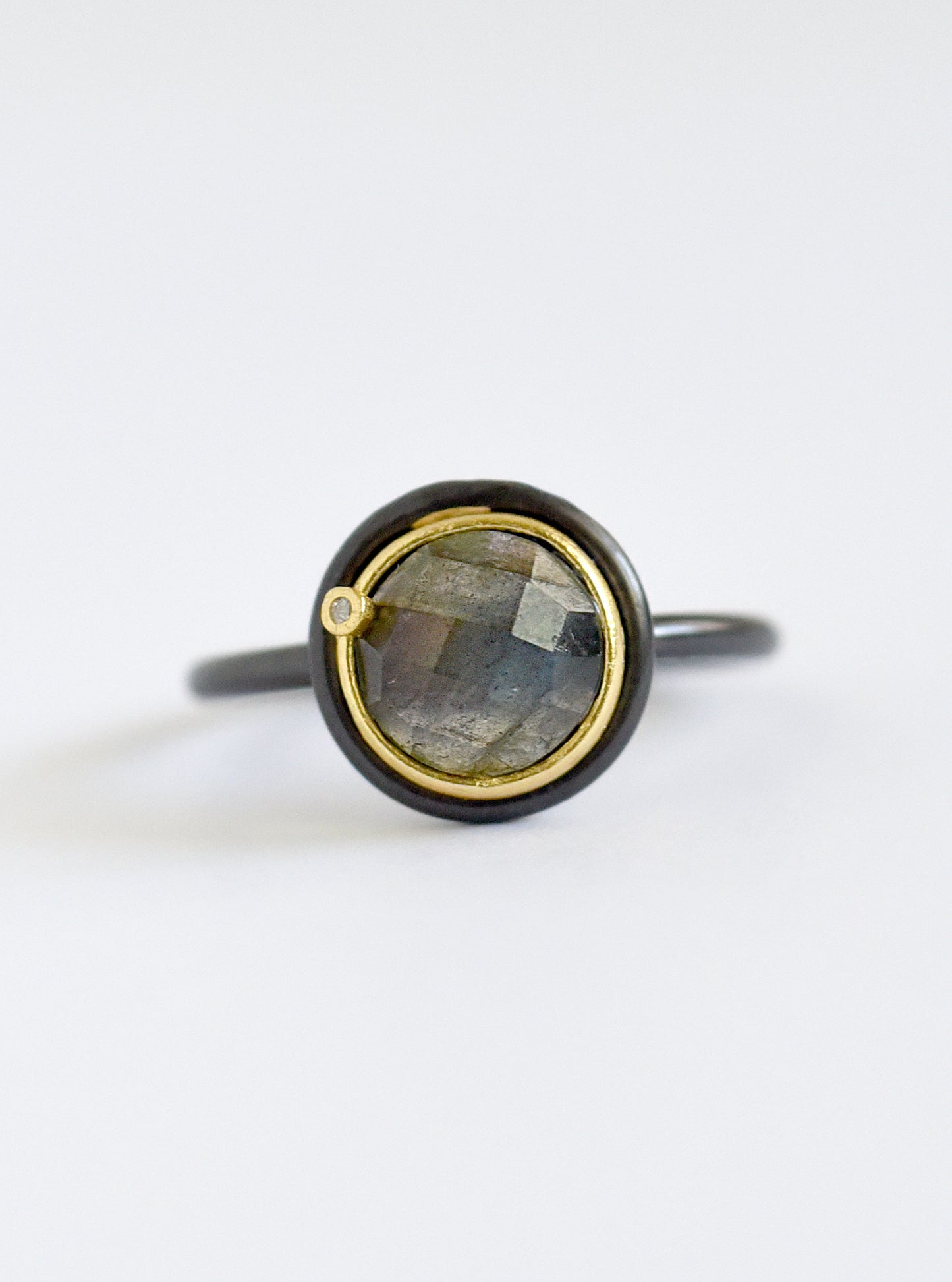 Handcrafted Round Gemstone with Diamond Ring