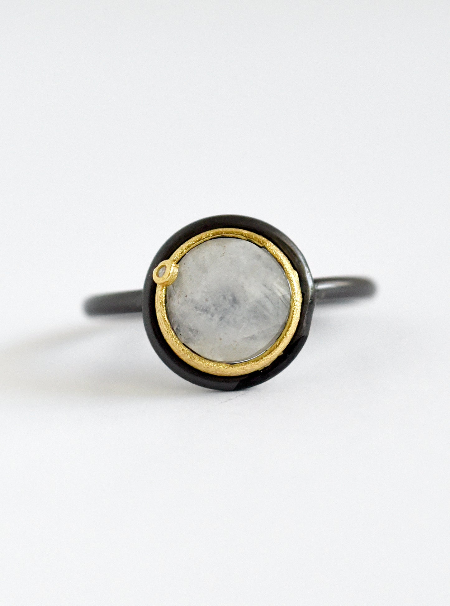 Handcrafted Round Gemstone with Diamond Ring