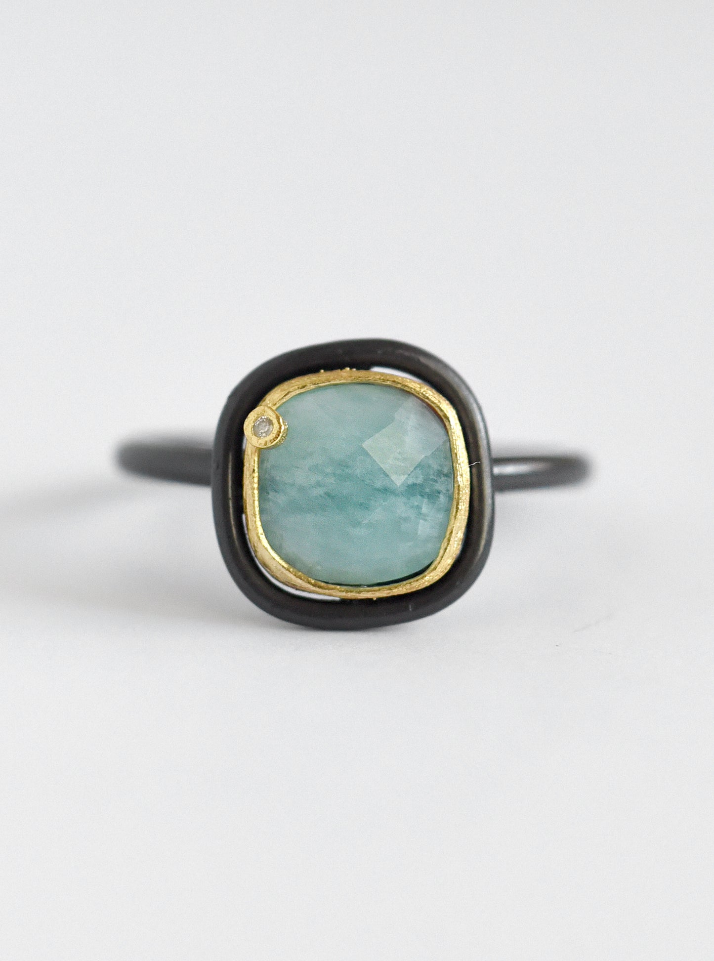 Handcrafted Gemstone Ring with Diamond
