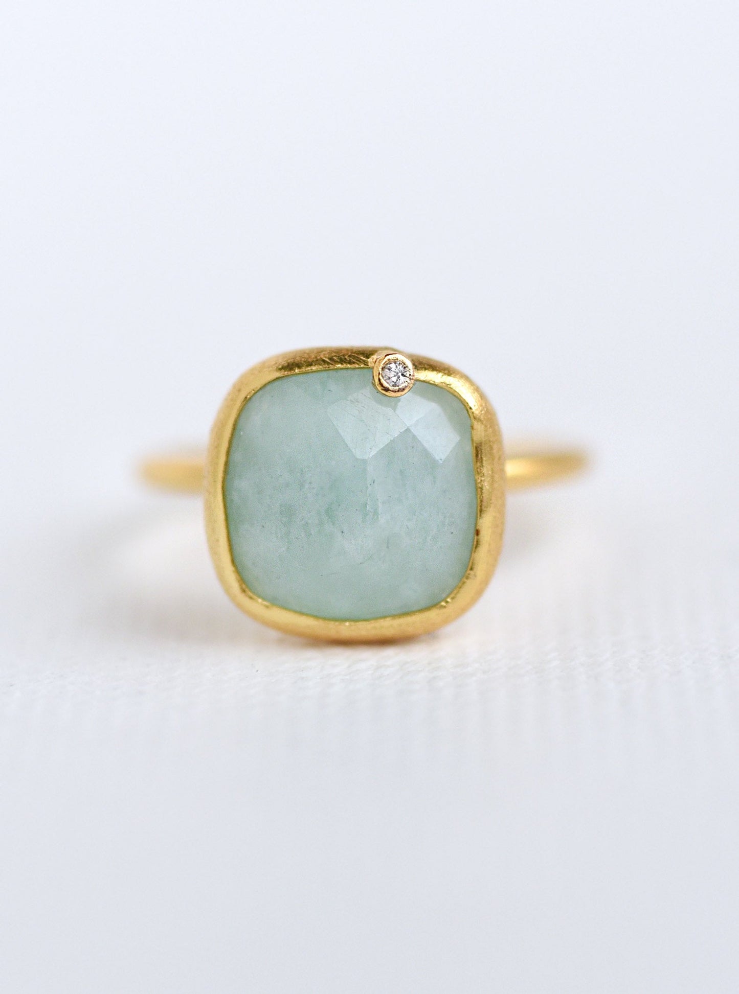 Handcrafted Gemstone Ring with Diamond