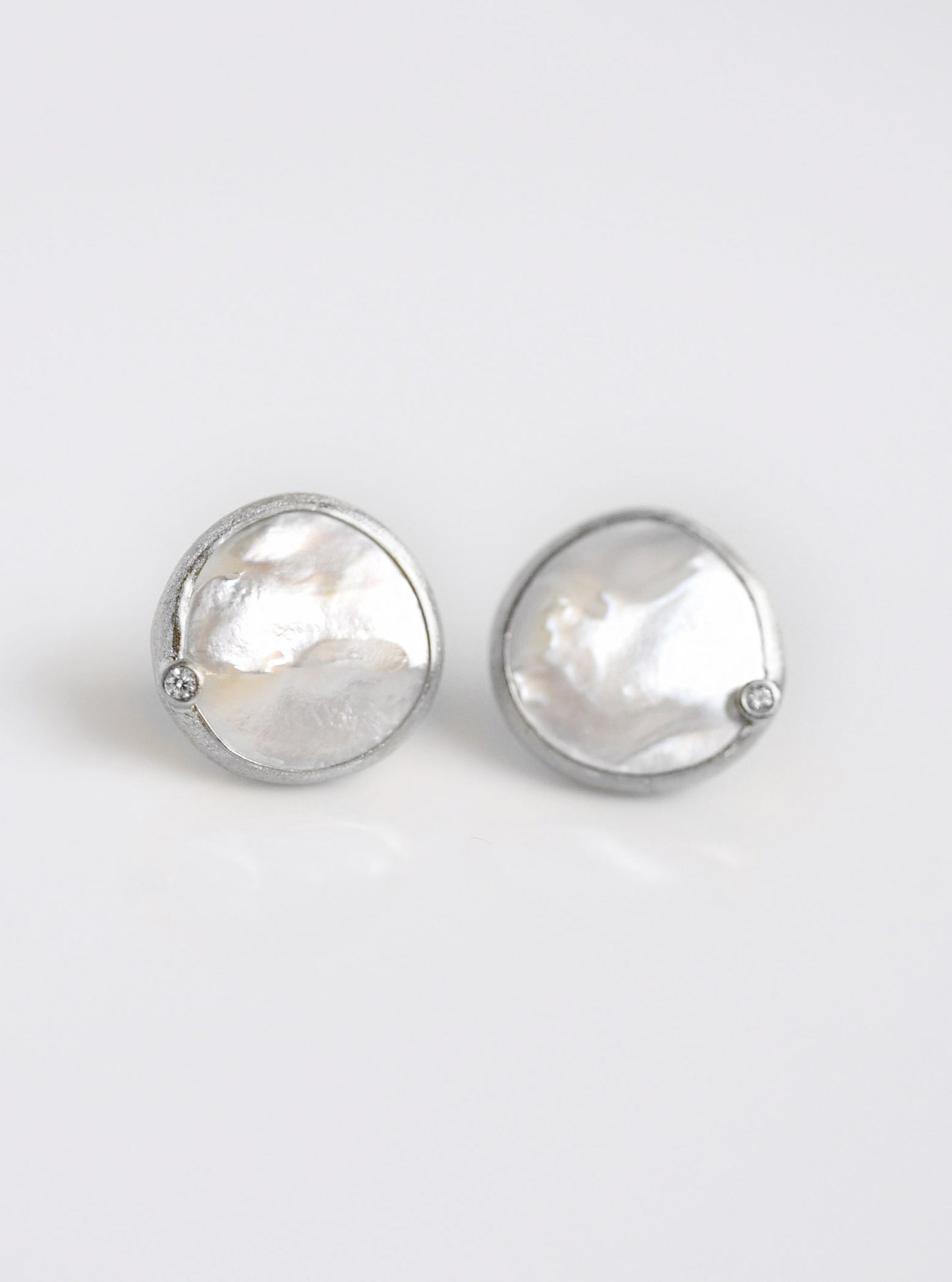 Shelly Single Mother of Pearl with CZ Earring