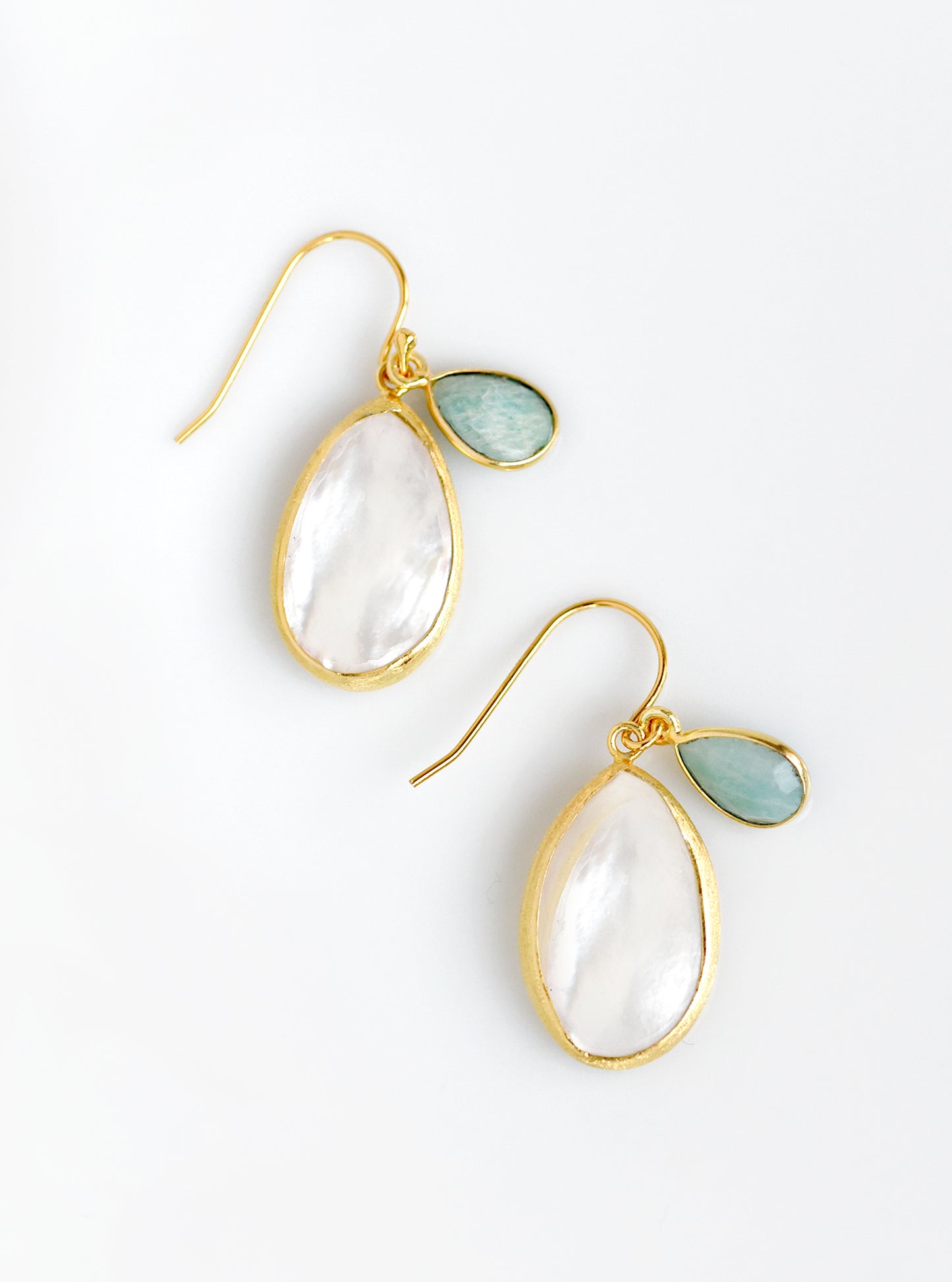 Mother of Pearl with Gemstone Dangle Earrings