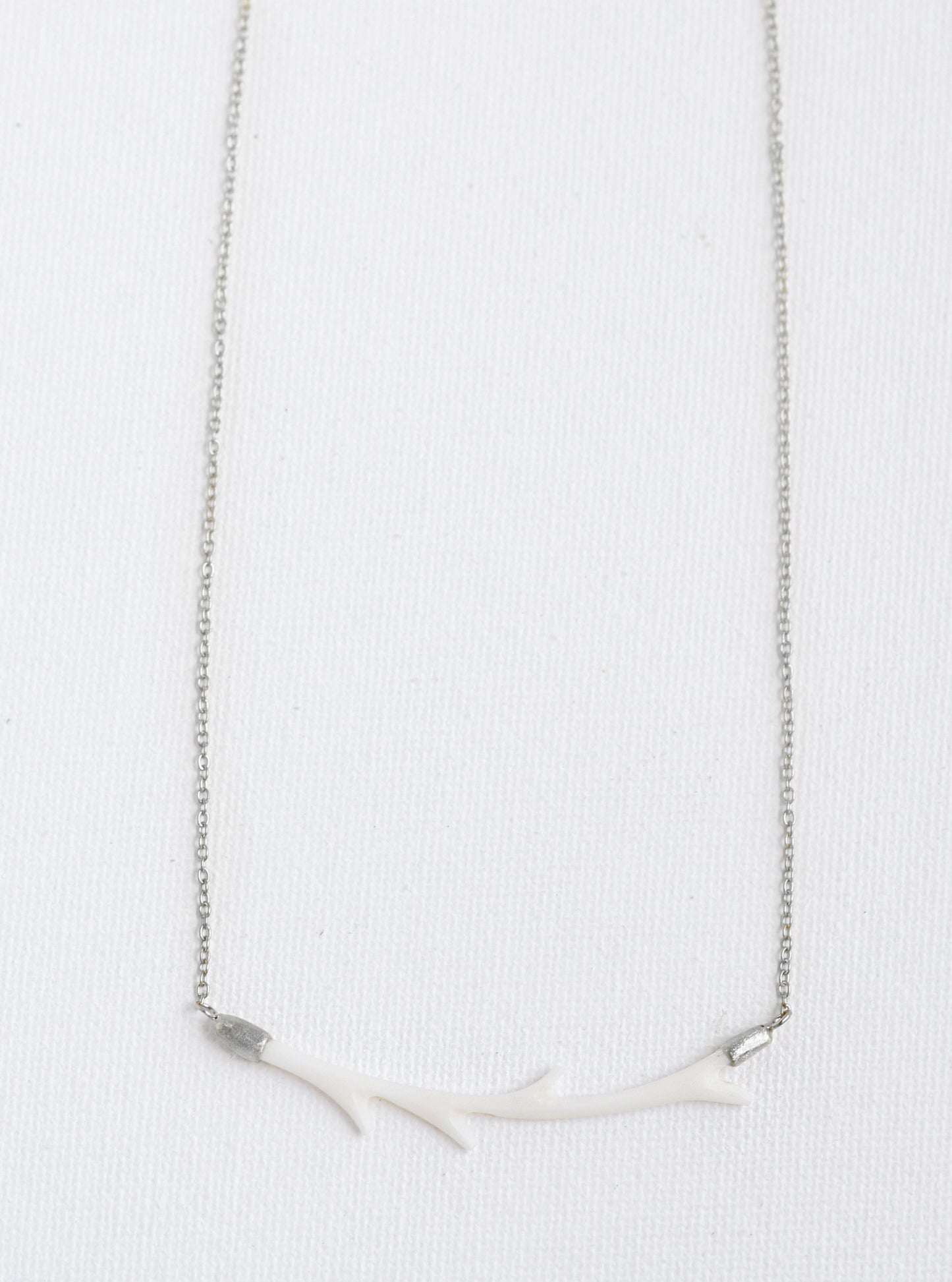Carved Bone Branch Horizontal Bar Necklace