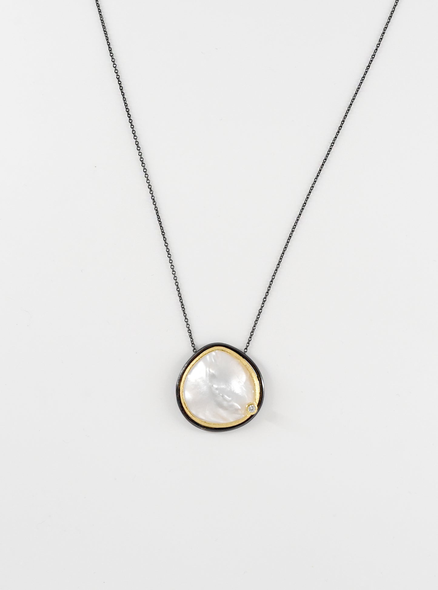 Shelly Single Mother of Pearl With CZ Necklace