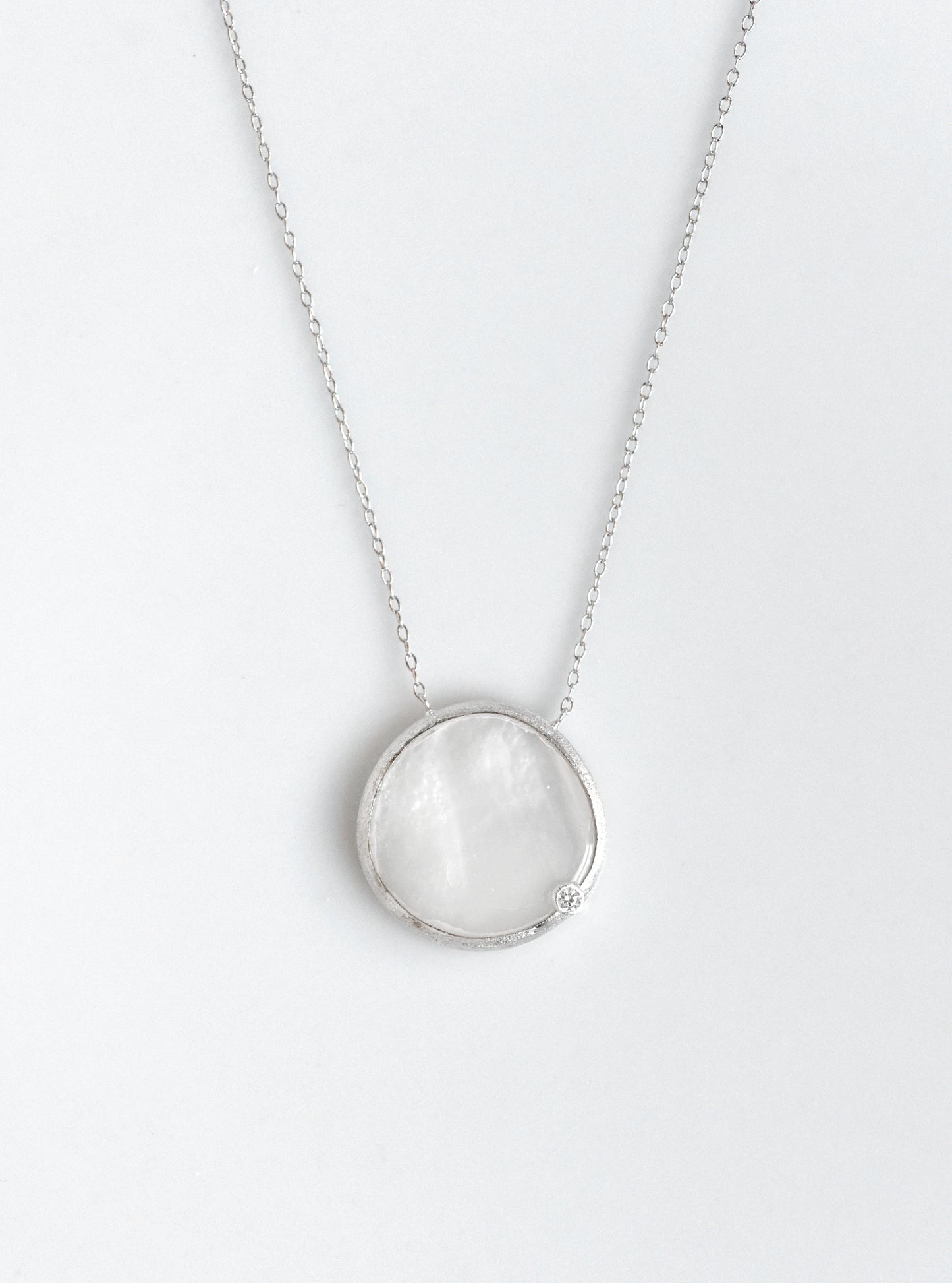 Shelly Single Mother of Pearl With CZ Necklace