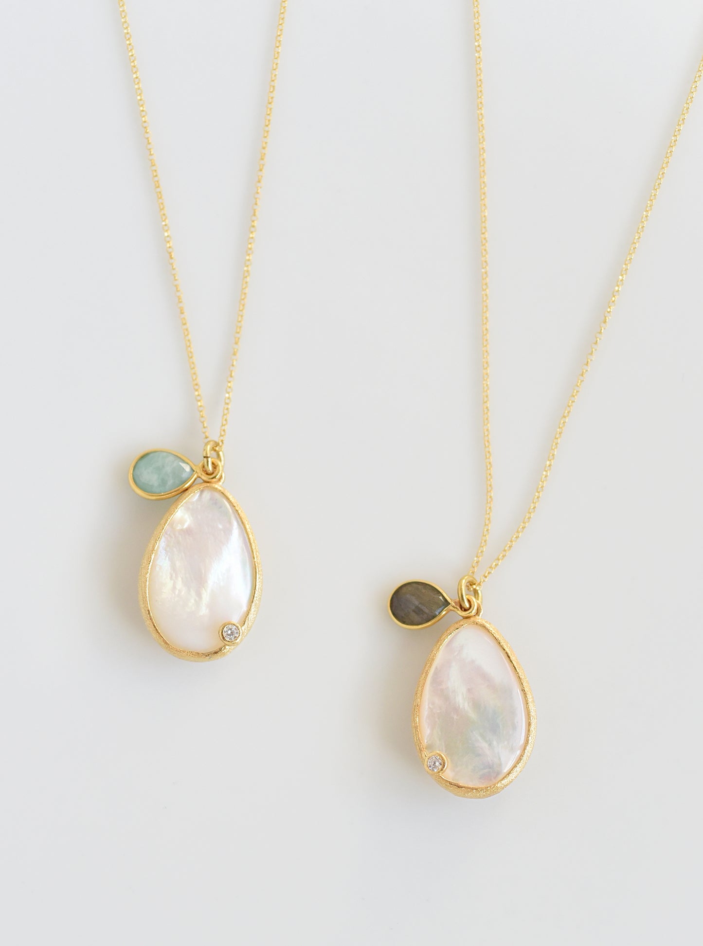 Mother of Pearl with Gemstone Dangle Necklace