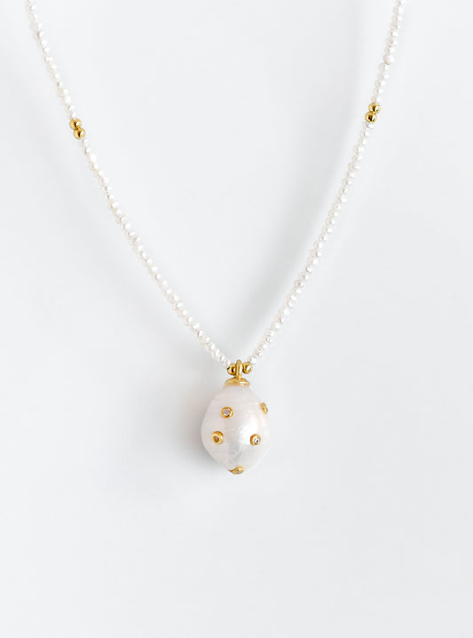 Natural Baroque Pearl with beaded Pearl Necklace