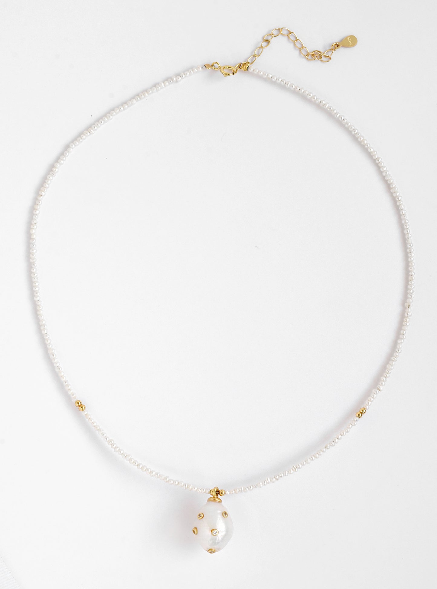 Natural Baroque Pearl with beaded Pearl Necklace