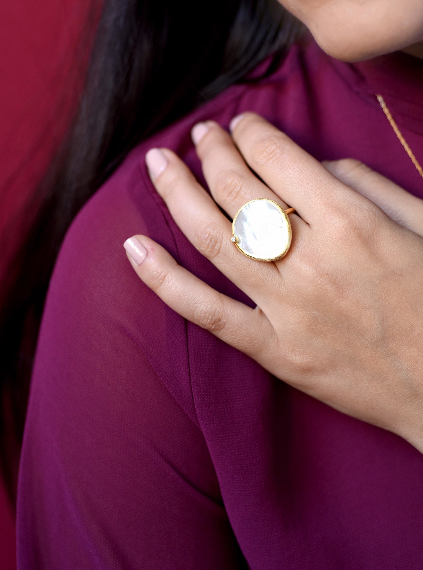 Mother of Pearl and CZ Ring