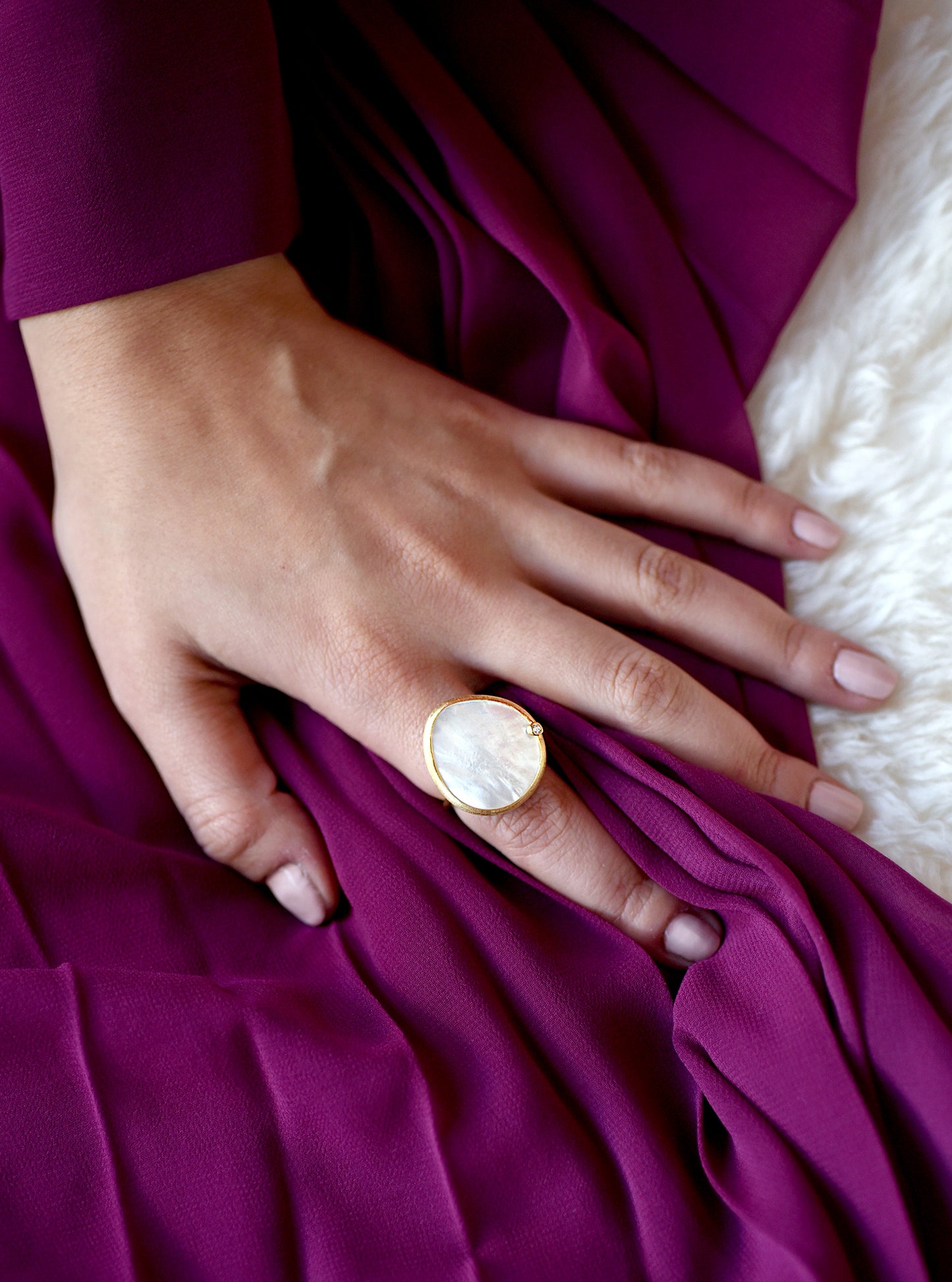 Mother of Pearl and CZ Ring