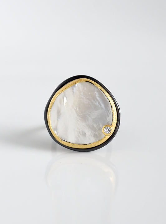 Mother of Pearl and CZ Ring