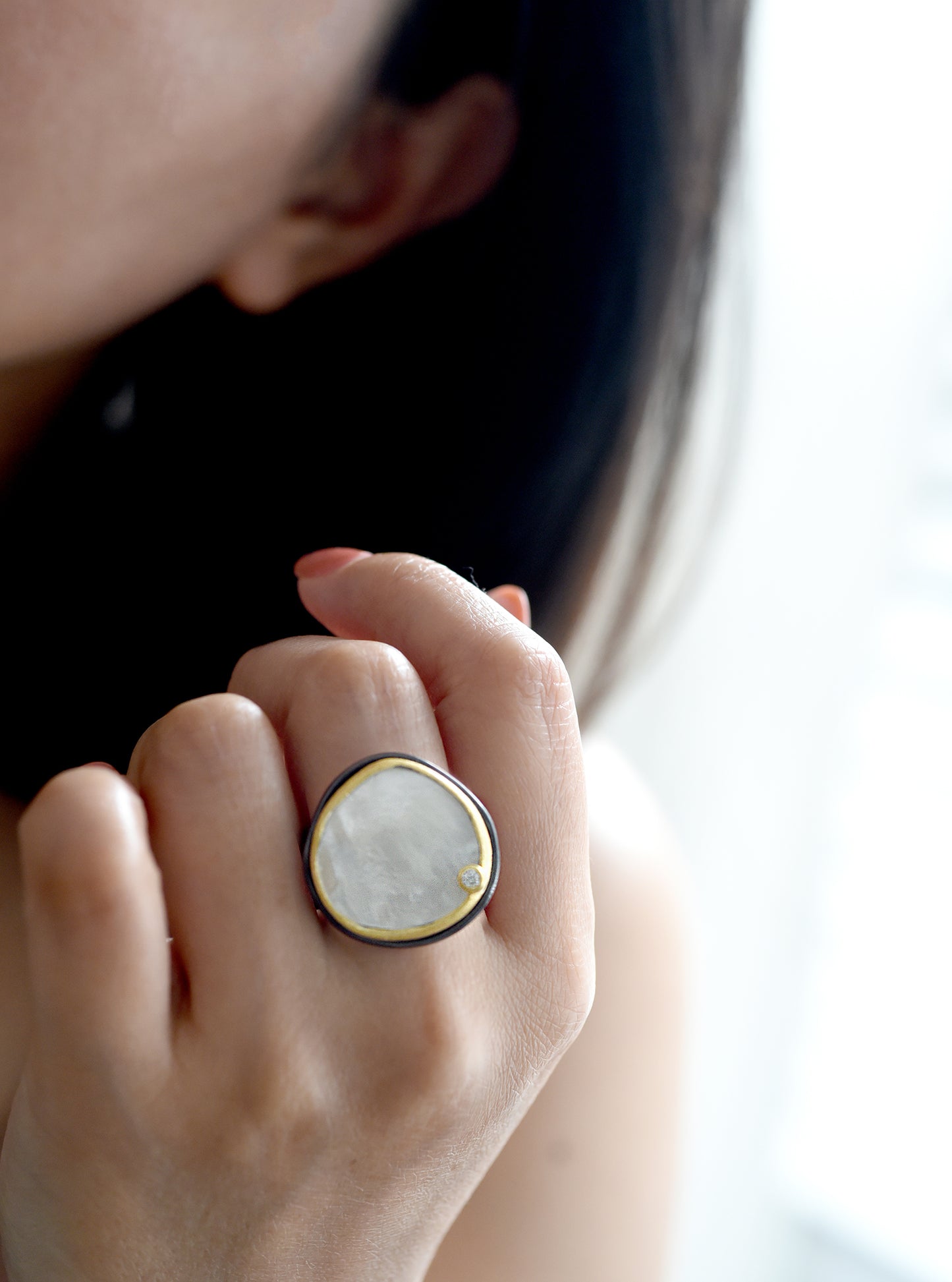 Mother of Pearl and CZ Ring