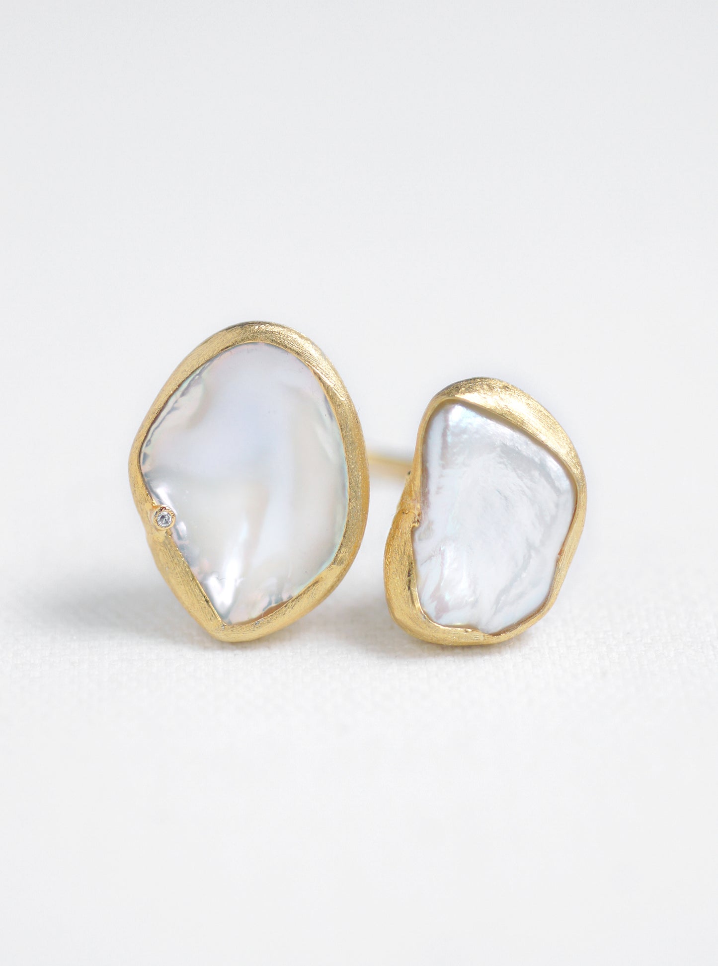 Mother of Pearl and Diamond Double Ring