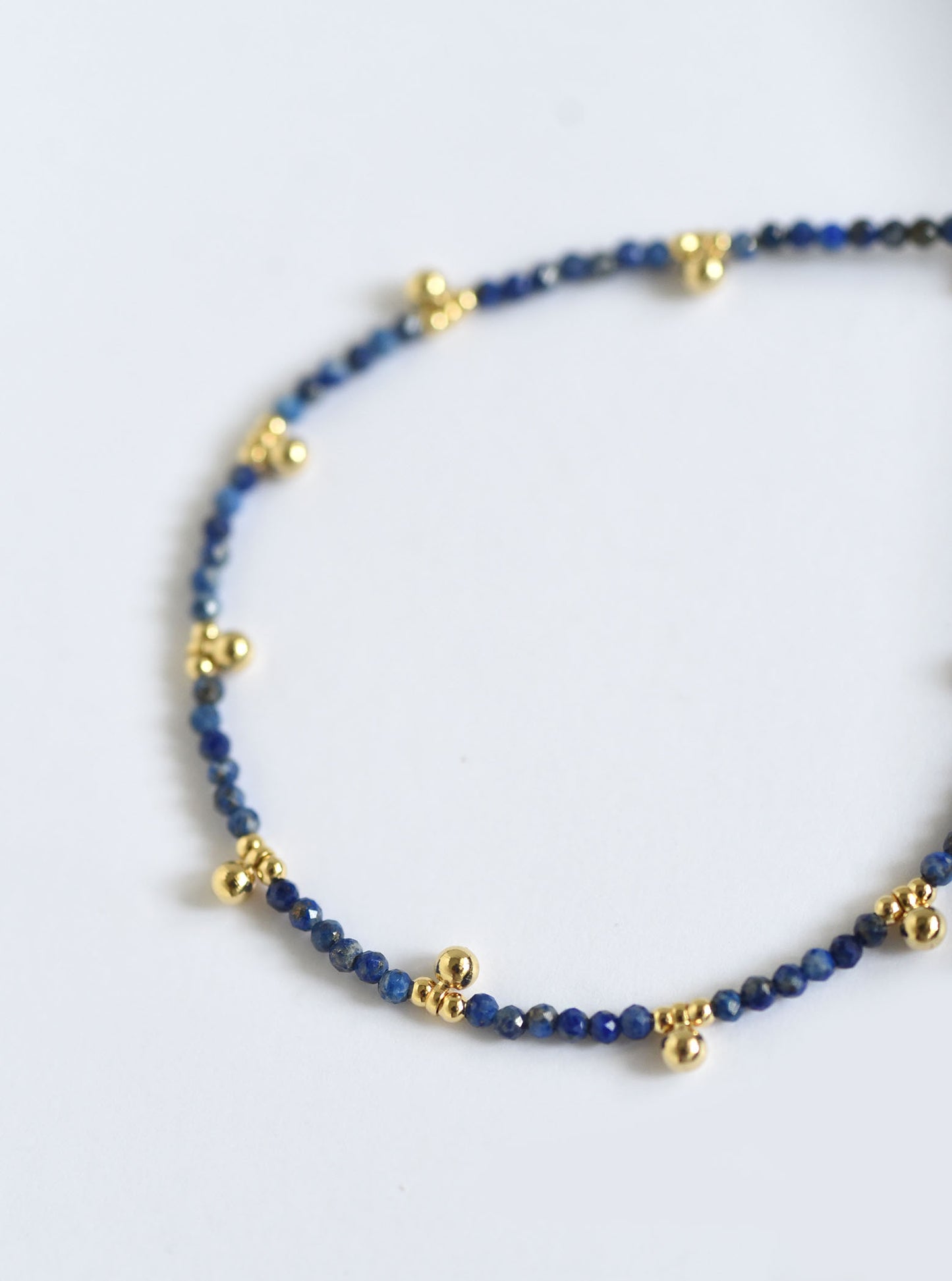Beaded Anklet Dangling Gemstone