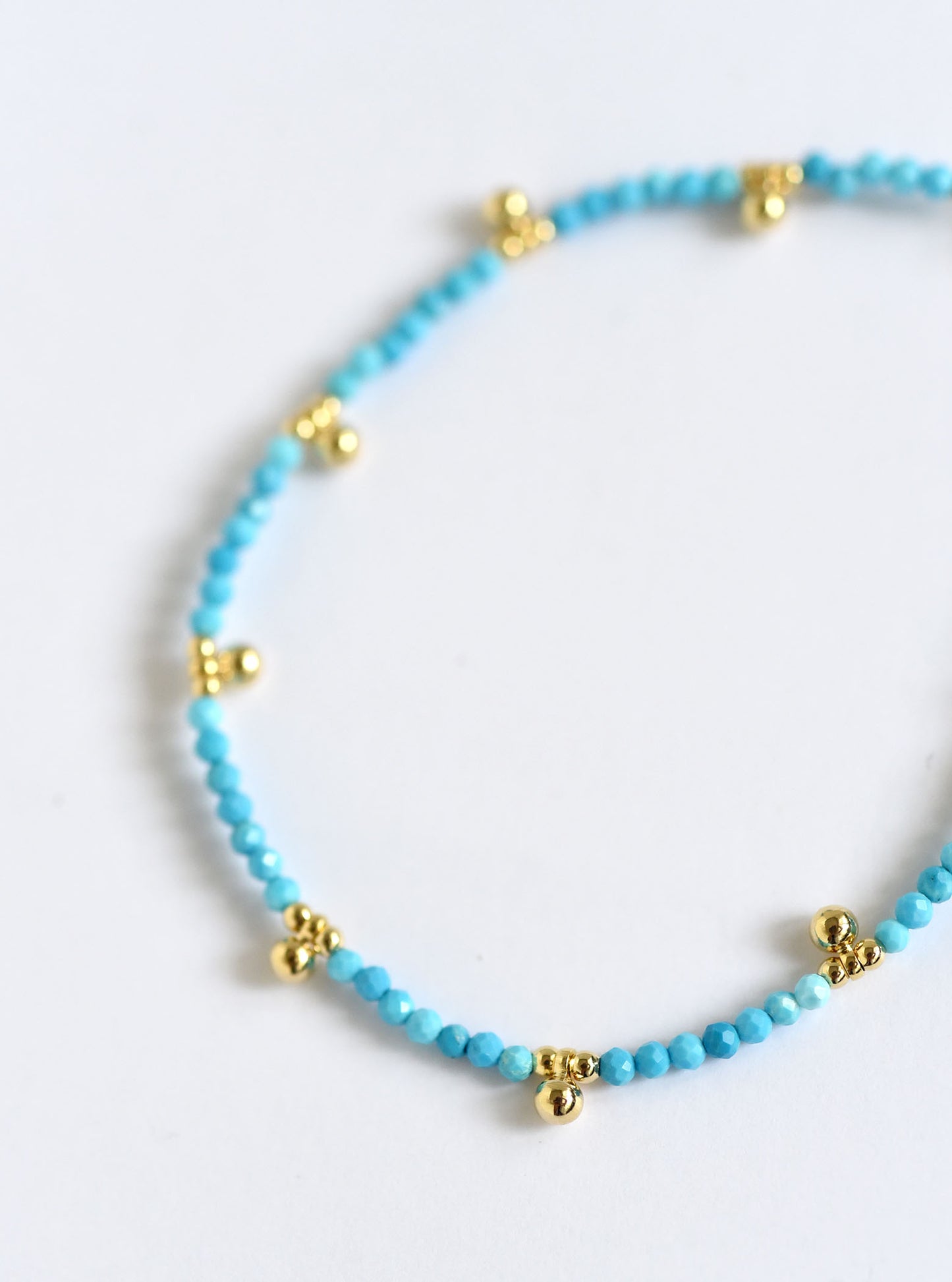 Beaded Anklet Dangling Gemstone